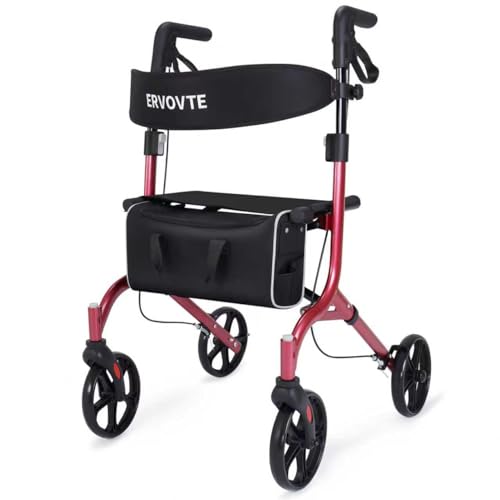 Lightweight Foldable Rollator Walker with Seat for Seniors
