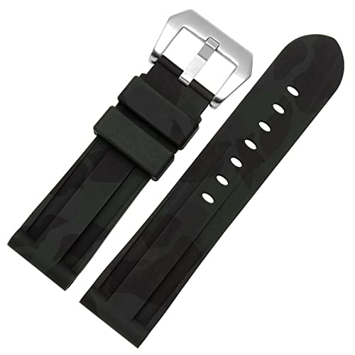 Bracelet montre silicone 22mm camouflage noir pour PAM111 et séries sport