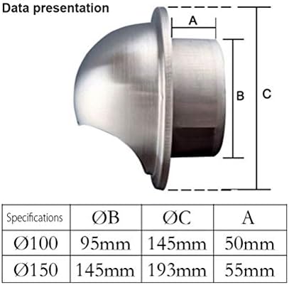 100/150mm Stainless Steel Venetian Blind Air Vent Grille Cover 201 Stainless Steel Material,Prevent Rainwater Flooding for External Wall Exhaust (Silver)