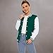Icibgds Varsity Jacket Women Men's Baseball School Uniform Button Up Unsex Adult Long Sleeve Coat Fashion Jacket (Green,L,Large)
