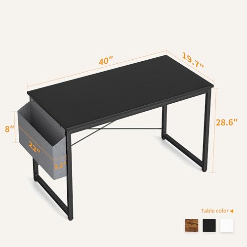 Image of Cubiker Computer Desk, Home Office Writing Study Desk, Modern Simple Style Laptop Table with Storage Bag (39.4 inch, Black)