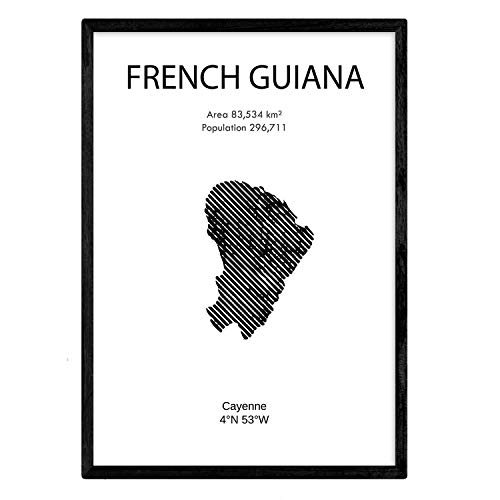 Nacnic Affiche la Guyane française. Feuilles de pays et continents. format A4