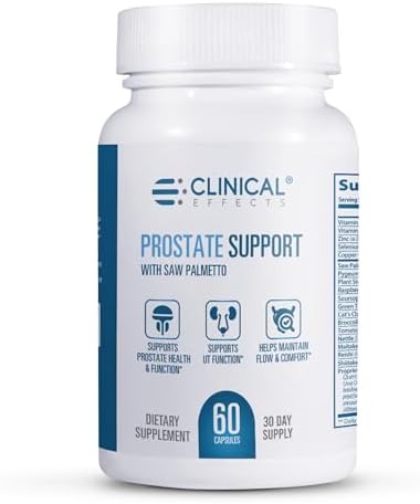 Clinical Effects Prostate Health Supplement – Prostate Support and Men’s Health Formula – 60 Capsules – with Vitamin E, Pumpkin Seed and Saw Palmetto for Men of All Ages – Made in The USA