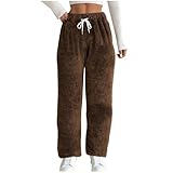 Ewleguzka Pantalon cargo pour femme - Pantalon de survêtement léger - Pantalon d'hiver à jambe droite - Avec poches - Taille haute - Baggy, Marron-1., XXL