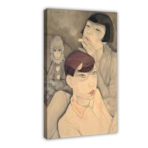 Toile vintage Jeanne Mammen de haute qualité avec cadre de suspension