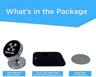 Gym Mate Dual Magnetic Phone Mount & Holder – Attaches Magnetically to Metal Surfaces – Shoot Hands-Free Workout Videos – Strong Joints & Magnets – Compact Size