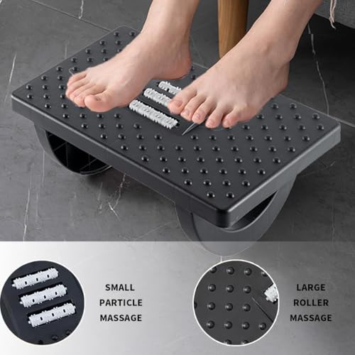 Image of VIRIX Footrest for Office Chair with Massage Texture and Roller, Ergonomic Under Desk with, Non-Slip Foot Stools for,Leg Resting Stool for Home, Table and Sofa
