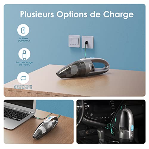 Oraimo Aspirateur à Main, 3 in 1 Aspirateur sans Fil Rechargeable à Long Terme, 630g Léger, 3 Heures de Recharge Rapide, Portable Aspirateur Voiture pour Les Chambre, Voiture, Maison, Poils d'animaux - Image 7