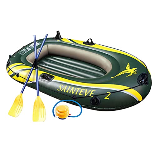 2 Person Inflatable Boat, Foldable Inflatable Boat Set, Portable Thickened Floating Rafts, Wear-Resisting Kayak Rubber Boats Hovercraft Dinghies for Fishing Entertainment