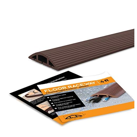 4-Foot Cord Cover - Floor Cable Management Kit for Indoor or Outdoor Use - 3-Channel Cable Raceway for Sidewalks or Walkways by Simple Cord (Brown)