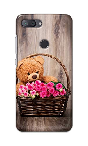 Image of PRINTFIDAA Roses and Teddy Bear in The Wicker Hard Back Cover for Mi 8 Lite /Mi 8 Youth /Mi 8X Back Cover -(P6) KAT1004