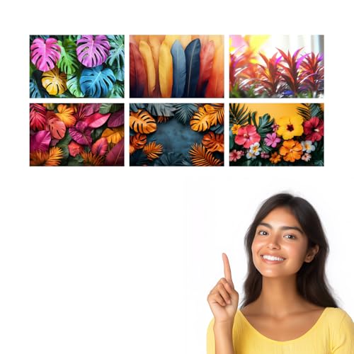 Image of SiddArtify Tropical Botanical Wall Art Prints Set - Colorful Plant Poster Decor for Living Room Bedroom Office - 8x12 inch Board Pack of 6