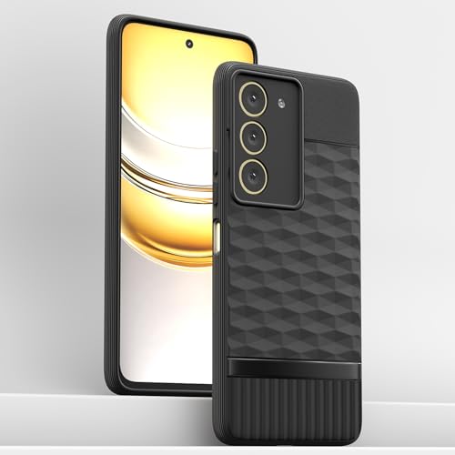Image of Pikkme Back Cover for Realme 14x 5G Camera Protection 3D Hexa Cube Design Silicone Protective Bumper Case (Black)