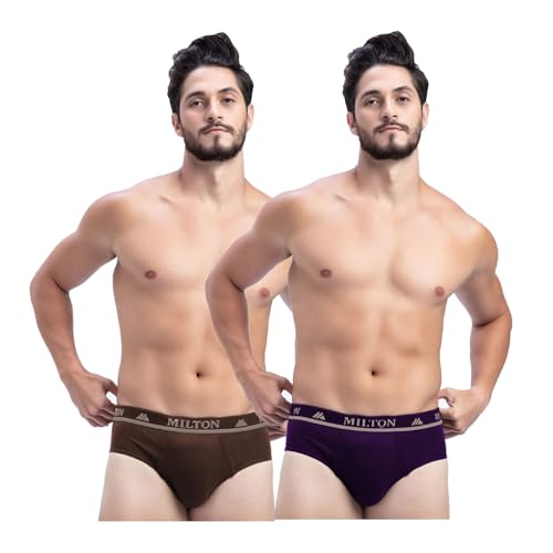 Image of Milton Mens Pure Cotton Solid Briefs|Soft Breathable Underwear for Men|Outer Elastic Comfort Fit Waistband|Skin-Friendly Essentials|Multi-Color, Color Name May Vary as per Availability|Pack of 2