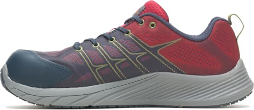 Image of Merrell Moab Flight CF /Dahlia, Men's, Red /Gray, Comp Toe, EH, Slip Resistant, Low Athletic, Work Shoe (8.0 M)