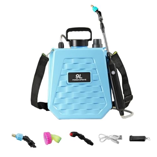 Pulverizador de Mochila Eléctrico Recargable 9/6L- Máquina Fumigadora con Batería de Larga Duración, Boquilla Ajustable y Lanza Extensible para Jardín, Agricultura y Control de Plagas