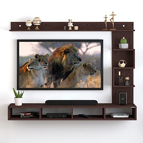 Image of Anikaa Cindy Engineered Wood Wall Mount TV Unit /Stand (Wenge) (Ideal for 43 Inch)(D.I.Y)
