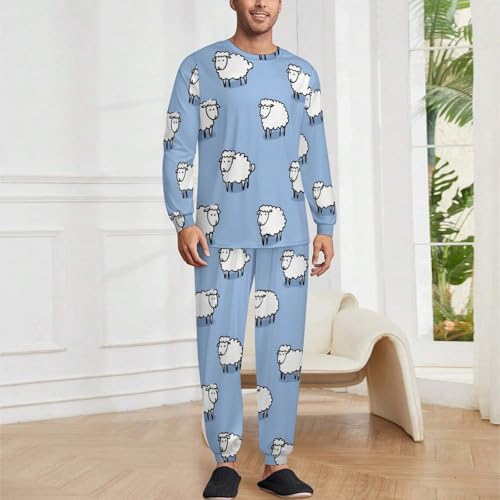 Funny Prints Men's Pajama Set Long Sleeve Crewneck Top And Pant Casual Soft Comfortable Loungewear Sets2
