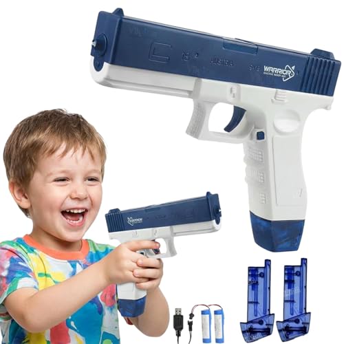 Image of VikriDA High Pressure Holi Pichkari Electric Water Gun with Free Extra Rechargeable Battery, Automatic Squirt Gun with 300CC Excellent Range 25-32 Feet with 2 Water Clip - Blue Color