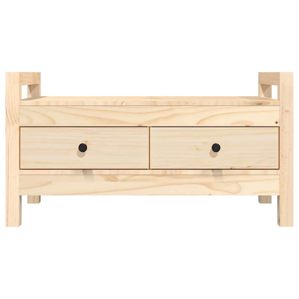 Ławka do przedpokoju 80x40x43 cm lite drewno sosnowe z 2 szufladami