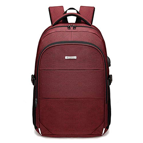 15,6-17-Zoll-Laptop-Rucksack für Frauen Männer wasserdichte Oxford USB-Port Laderucksäcke Business Herren Schule Rucksack Tasche-Burgund_17 Zoll