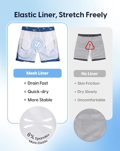 Image of maamgic Mens Swim Trunks 5 Inch with Mesh Lining, Quick Dry Mens Bathing Suit, Swim Shorts for Swimming and Beach