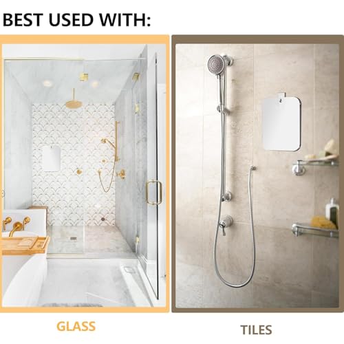 Image of Shatterproof Shower Mirror for Shaving with Hook (Larger 10.7x8 inch)30% Cheaper Than the Original,Unbreakable Plexiglass Makeup Mirror,Largest Bathroom Wall Hanging,Portable Handheld Camping
