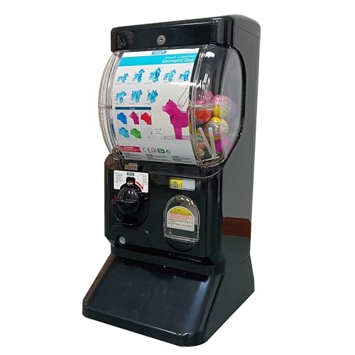 Kenisy Japan Style Capsule Vending Machine for Retail Stores, Mall Gumball Prize Machine for 1.97''-2.56'' Capsules, Party Coin Operated Small Gashapon Toys Bank (50pcs Token Included) (Black)
