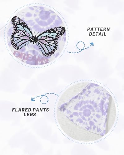 Image of CARETOO Girls Summer Outfit Poster Girl Matching Sister 2pcs Sets Printed t-Shirt + Flare Leg Pants For 3-10 Years