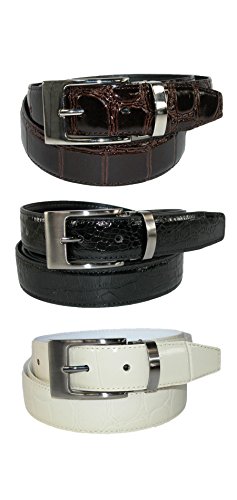CTM Leather Croc Print Dress Belt with Clamp On Buckle3