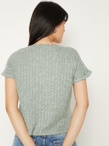 Image of Max Women's Cotton Regular Fit Textured Round Neck T-Shirt