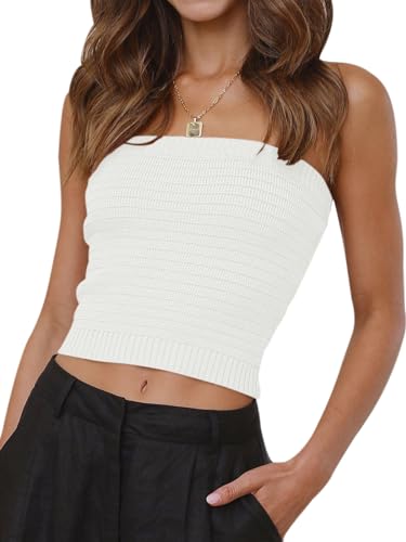 BZB Women Tube Crop Tops Summer Strapless Cute...