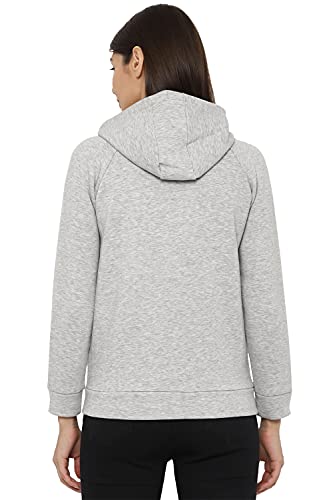 Image of Allen Solly Women's Synthetic Hooded Neck Sweatshirt | Long Seelves Regular Fit Zipper