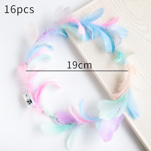LED Feather Hair Band, 16 Pieces LED Feather Garland, LED Light Wreath, LED Flower Hair Garland, Halloween, Christmas, Party Decoration - Image 2