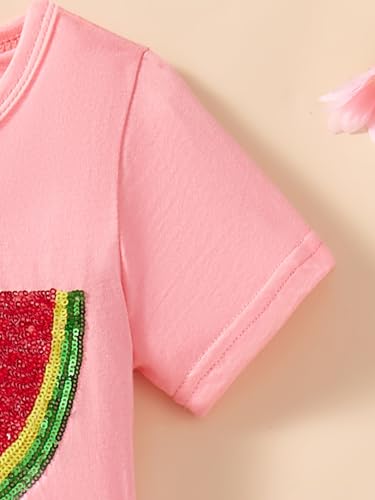 Image of Little Girls Skirt Set - 2 Piece Short Sleeve Top Shirred Tiered Skirt Outfit Girls Spring Summer Clothes 3-8 Years