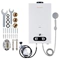 SANAUGAS Tankless Water Heater Propane, 3.18GPM 12L Portable Instant Hot Water Heater, Outdoor Use for RV camping, Camper Van, Camping Trailer, Cabin, Barn, Pool, White