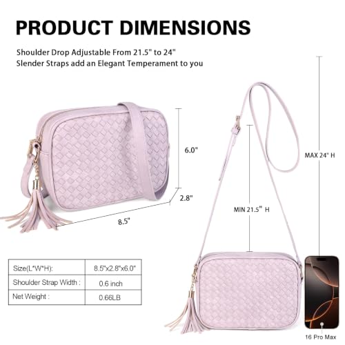 Image of AFKOMST Woven Crossbody Bag, Small Summer Purse and Boho Bag for Women | Vegan Leather, Roomy Space, 2.3L Capacity, fits iPad mini /Long Wallet /Kindle, Versatile for Daily Use /Casual /Date /Office