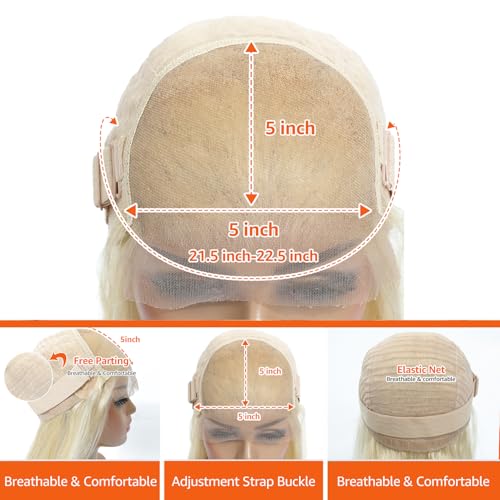 613 Lace Front Wig Human Hair 5x5 HD Lace Closure Wigs Blonde Glueless Straight HD Lace Front Wigs Human Hair Pre Plucked 180 Density 613 Blonde Human Hair Wig for Women (22 Inch)