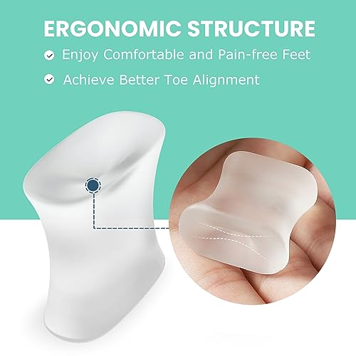Image of Welnove Upgraded Gel Toe Separators - 16-Pack Aloe Vera Extract Infused Silicone Toe Spacers for Straightening Overlapping Toes, Bunions, Calluses - Bunion Corrector for Men and Women (3 Sizes)