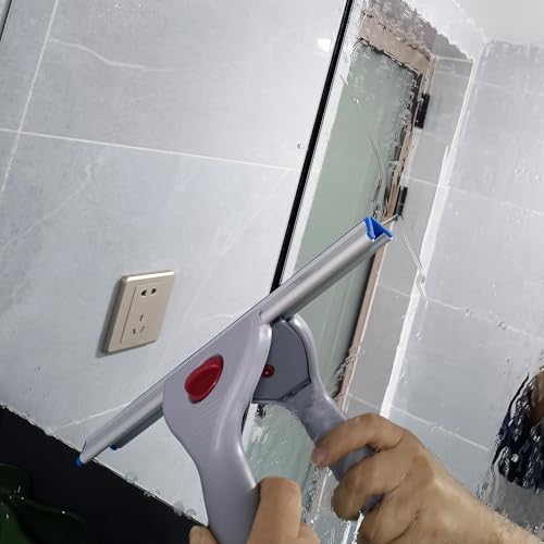 Image of Blue 25cm 10in Window & Glass Cleaning Squeegee - Cleaning Supplies Shower Glass Door and Tile Cleaning Non-Slip Handle (10IN /25CM, Blue)