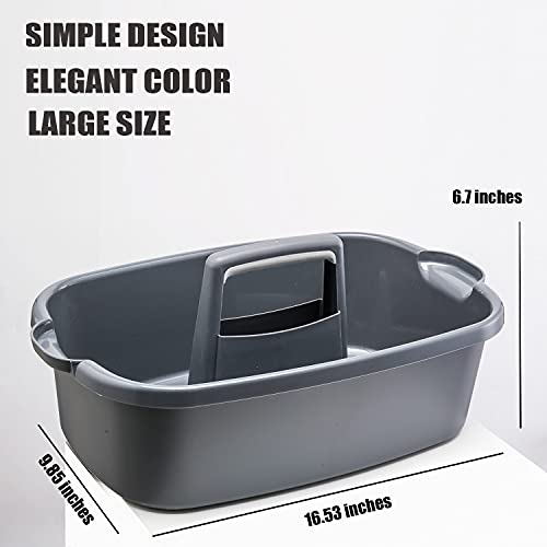 ALINK Large Plastic Shower Caddy Tote, Portable Storage Caddy Basket Organizer with Handle for Dorm, Bathroom, Tool, Garden, Kitchen, Cleaning Supplies – Gray by ALINK - Used condition - Image 2