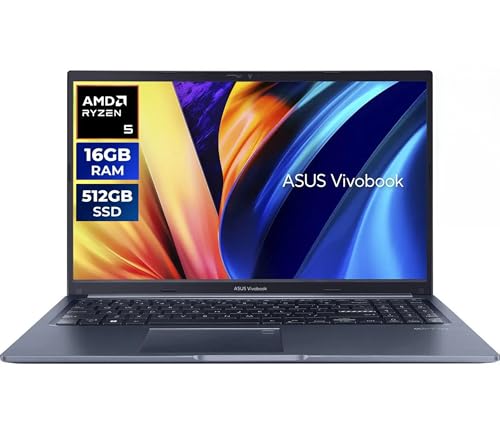 ASUS Vivobook 15.6” Slim Laptop, AMD Ryzen 5 7430U, 16GB RAM, 512GB SSD, Windows 11 Home, 180 Degree Lay-Flat Hinge, Military Grade Durability, Fast Charging, Webcam Shield, Quiet Blue M1502YA-BS51