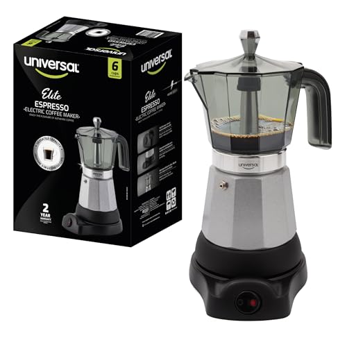 universal Electric Moka Pot 6 Cup (300ml), Cuban Coffee Maker 480W, Portable Espresso Maker with...