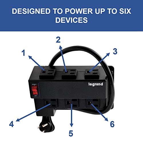Legrand - Onq Media Enclosure Power Strip, Half Width For Power Strip Media Cabinet, Power Strip To Optimize Cable Management With 6 Outlets, 3 Iec C13 Adapters,1 Iec C7 Adapter, Black, Ac1031 #TOP1