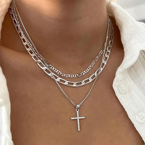 Layered necklaces for women necklace stack for women layered Cross Necklaces for Women Dainty Gold Necklace Stackable Chain Choker Gold Layering Paperclip Chain2