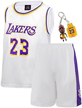 NA Kids Basketball Jersey, No.23 Lakers Jersey 2-Pack Basketball Training T-Shirt Vest and Shorts (Color : Black, Size : XL)