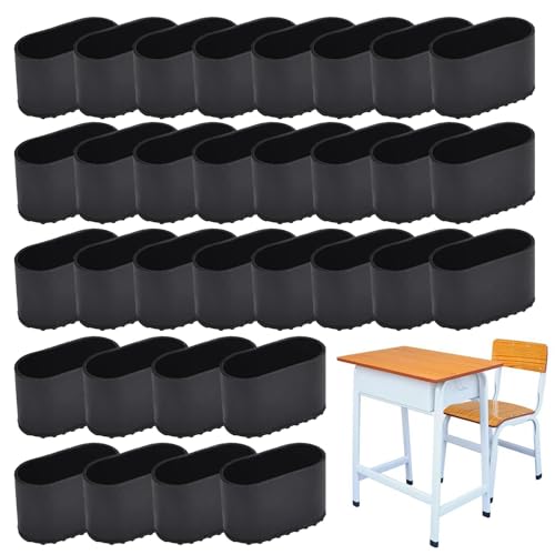 Stuhlbeinkappen 32 Stück Stuhlbeinschoner Fußkappen für Gartenstühle Stuhlbeinkappen Oval Stuhlkappen Passend für Ovalrohr-Gartenstuhl-Rohrkappen-Schutzboden (Schwarz)