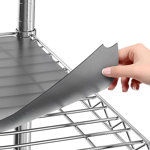 Shelf Liners for Wire Shelf System: Set of 4 in Graphite: 14 x 36 inch: Plastic Wire Shelving Shelf Mats