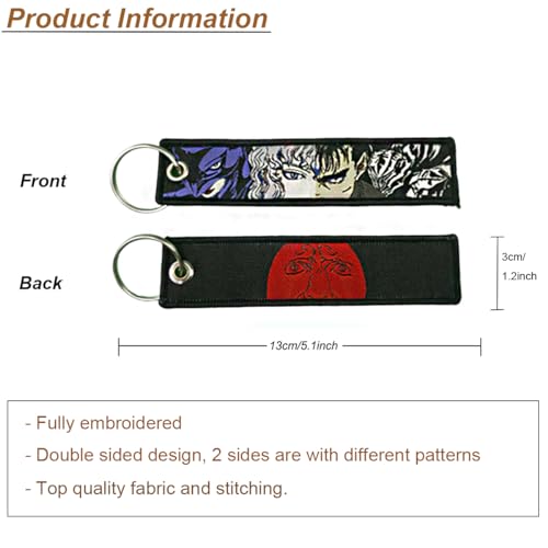 Image of 1 Pack Anime Keychain Tag Jet Tag Key Chain Cartoon Embroidered with Key Ring for Motorcycles Car Accessories