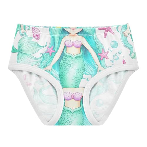 Cute Cartoon Mermaid Turquoise Toddler Underwear Custom 2t Cotton Girl Panties Cute Colorful Briefs Undies Kids